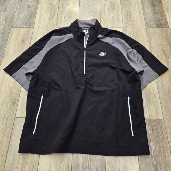 FJ Footjoy Foot Joy Rain short sleeve 1/4 zip pullover black gray xl - Picture 1 of 12